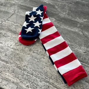 Festive red, white & blue size 4-10 high socks